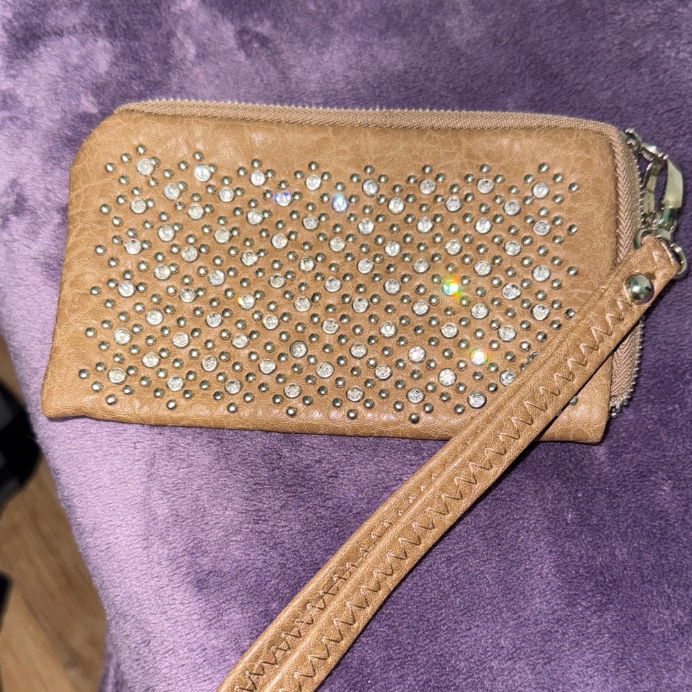 Studded Tan Wristlet